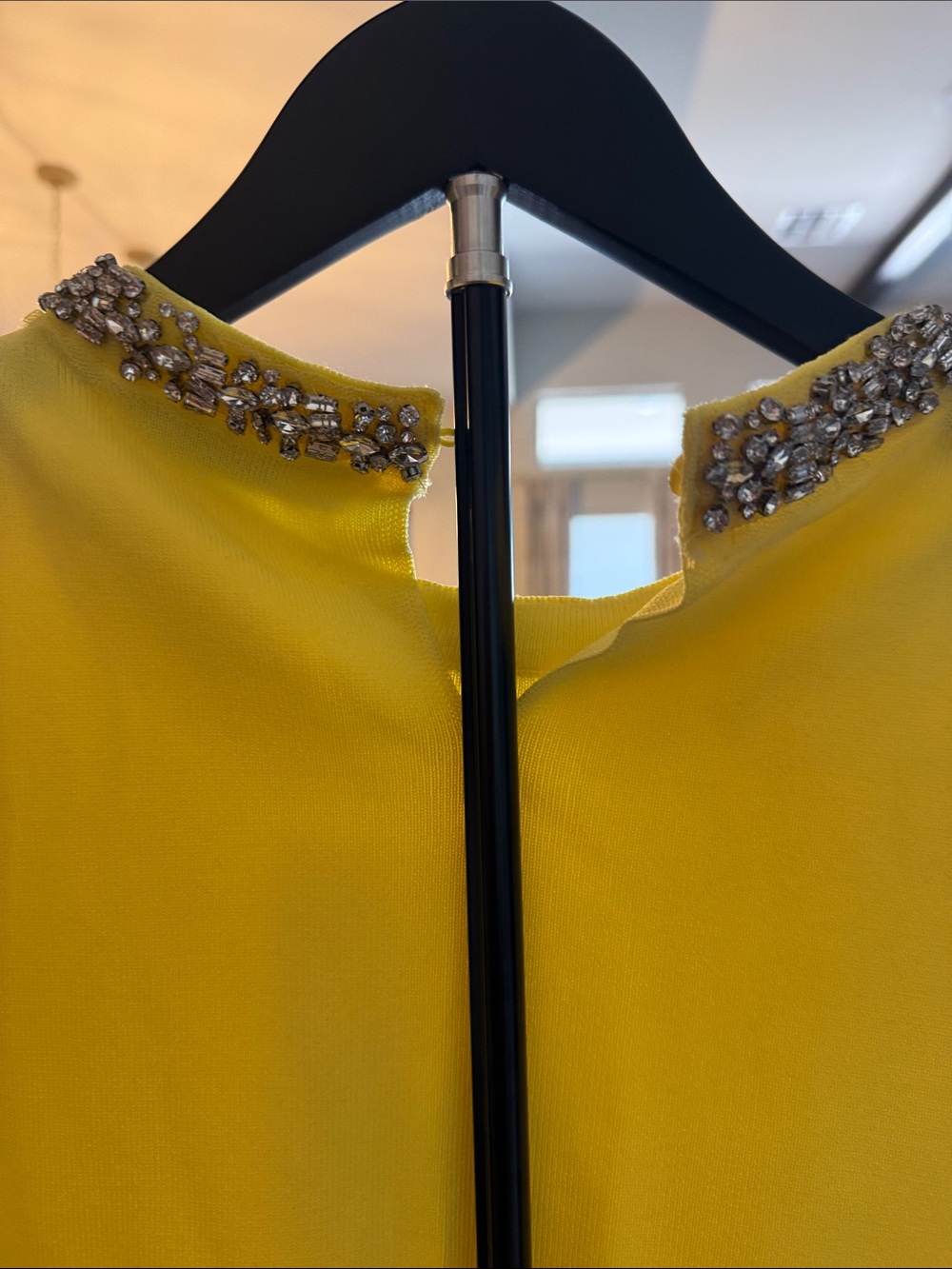 Zara Bright Yellow Jewel-Neck Cap Sleeve Top - Picture 5 of 5